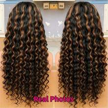 13x4 Deep Hair Wigs Full Bone Human Hair Wig 250% Density Transparent Lace Frontal Wig With Full Edges Baby Hair Pre Plucked Colored Lace Frontal Wigs For Women Daily Use 14-34inch - 間色 - 查看 6