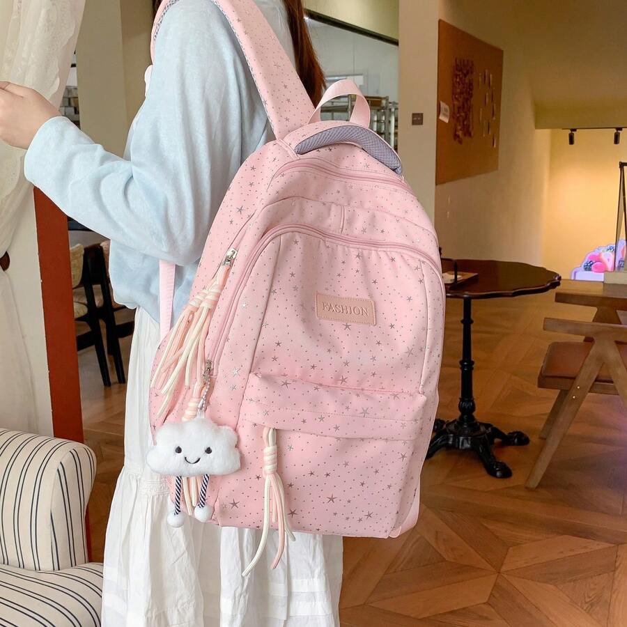 LECEY Mochila de gran capacidad estilo universitario para estudiantes de secundaria, bachillerato y universidad - Rosa - Ver 1