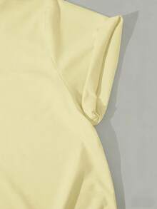 Colección de Primavera y Verano con una Camiseta de Manga Corta y Cuello Redondo Decorada con un Adorable Diseño de Huella de Pata en la Espalda, Perfecta para un Uso Casual y Versátil. - Amarillo - Ver 5