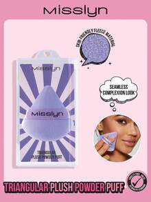 Misslyn -Triangular Plush Powder Puff,Triangular Design,Precision Tip,Large Area Coverage,Soft & Plush,Skin-Friendly,Flawless Finish,Dry Use,Easy Application,Compact & Portable,Reusable,Skin-Friendly, Foundation, Setting Makeup, Facial Contour - Purple - View 1