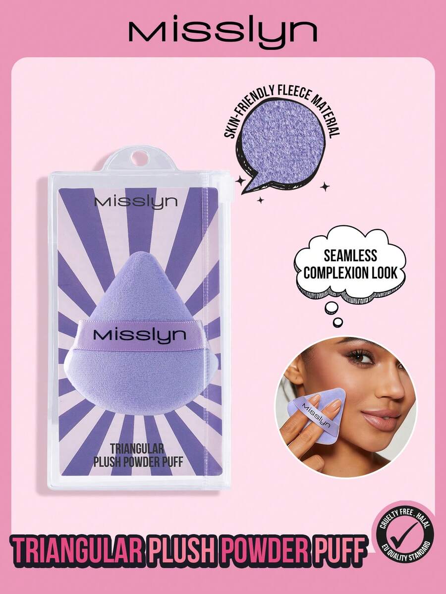 Misslyn -Triangular Plush Powder Puff,Triangular Design,Precision Tip,Large Area Coverage,Soft & Plush,Skin-Friendly,Flawless Finish,Dry Use,Easy Application,Compact & Portable,Reusable,Skin-Friendly, Foundation, Setting Makeup, Facial Contour - Purple - View 1