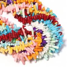 1串不規則非對稱天然石珠，10-15mm，紅珊瑚材質，適合製作夏季手鍊、項鍊及其他珠寶飾品 - 糖果色珊瑚 - 查看 5