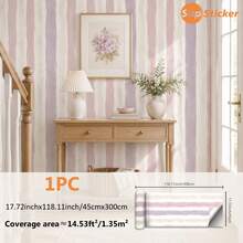 SUPSTICKER 1片裝 水彩圓點條紋可撕貼壁紙，防水可移除 PVC 牆面裝飾，適用臥室、客廳、玄關，2種尺寸 - 彩色 - View 14