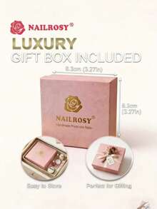 NAILROSY 10片裝鴨甲棺材形3D雕花浮雕手工穿戴甲 新娘婚禮儀式必備 純白裸色透明色 日常通勤 2026春季新品 專業沙龍級手工品質 - 彩色 - 查看 7