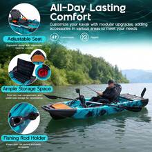 Modular Fishing Kayak With Drive System – Lightweight Sit-On-Top Pedal Kayak, Durable HDPE Construction, 420lbs Capacity For Adults & Youth - Propeller Drive - View 7