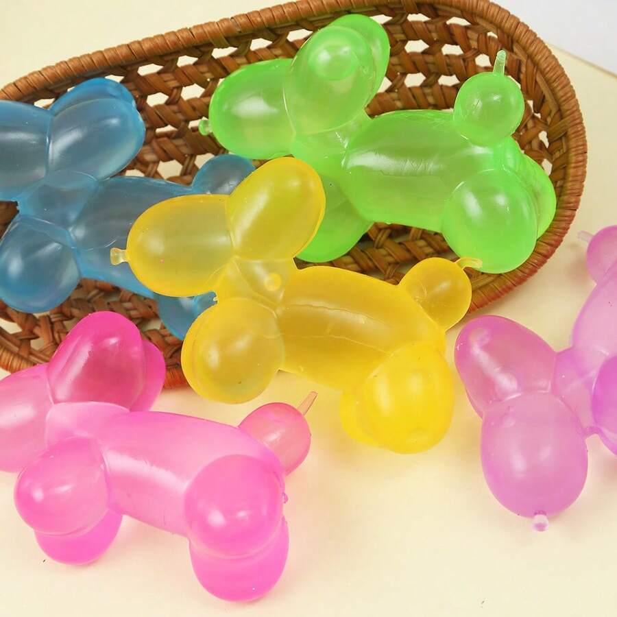 1 pieza Juguete apretable de perro globo de color dopamina, decoración creativa de goma suave TPR, juguete de dedo lindo para alivio del estrés, dispositivo portátil de liberación de presión, regalo festivo