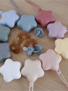 Random 2pcs/1pc Minimalist Cute Portable Storage Bag Solid Color One-Piece Baby Pacifier Storage Bag Star Pacifier Box - Multicolor - View 10