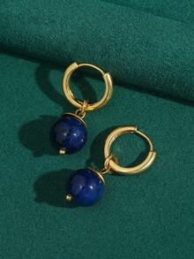Conjunto de Joyas Vintage con Collar Colgante y Pendientes de Cuentas de Ágata Falsa de Bola Colorida con Piedra Natural, Elegante para Uso Diario, Chapado en Cobre y Oro de 18K para Mujeres - Bronce - Ver 7