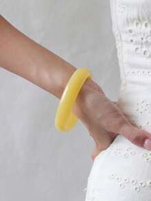 3pcs/Set Bohemian Style Asymmetrical Resin Unique Design Bracelets, Fashionable Versatile, Suitable For Women's Daily Commute, Travel, Vacation, Can Be Layered, Gift For Friends - Yellow - View 5
