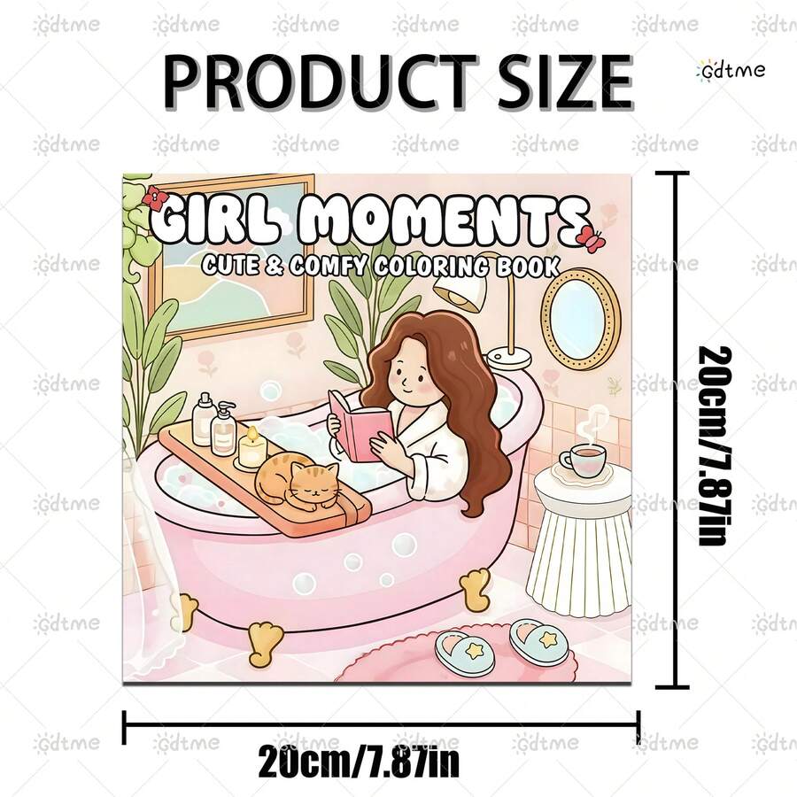 女孩時刻著色本，24頁可愛溫馨場景，在日常溫暖生活中放鬆並釋放創意，母親節、兒童節、萬聖節、聖誕節、開學季、生日禮物首選
