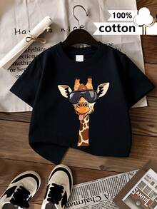 Outerwear - 100% Breathable, Short Sleeve, Crew Neck, Machine Washable, Regular Fit, Summer Casual Wear Suitable For Kids, Fun Fashion For Play And Casual Outfits 1D9Q - 黑色 - 查看 1