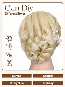 Mannequin Head 25 Inch Synthetic Fiber Manikin Head Hairdresser Styling Training Head Training Model Cosmetology Doll Head Hair For Practice Cutting Braiding - View 4