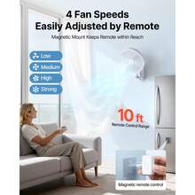 8.5 In Wall Mount Fan, Oscillating Hanging Fan With Remote Control, 10 Ft Powerful Airflow, DC Motor, 4 Speeds & Timer, Auto 90° Horizontal & Manual Vertical Tilt, Ideal For Home, Office, RV - 8.5 Inches - View 4
