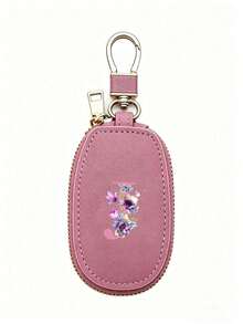 Unisex Multi-Function Key Pouch In Taro Purple With A-Z Letter Print, Zippered Key Organizer With Floral Pattern, PU Leather Material, Can Be Used As Car Key Holder, Car Key Chain Or Portable Small Key Bag, Minimalist Design Makes It A Travel Accessory And Elegant Ornament, Suitable For Home, Office, Travel And Car Environments, Perfect Gift For Friends, Family, Couples, Anniversary, Birthday, Wedding And - Multicolor - View 21