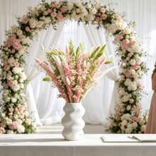 55PCS Natural Dried Pampas Grass Boho Home Decor Bouquet Phragmites Pink Green White Reed Gem Grass Mix And Match Dried Flowers Bouquet For Wedding Floral Arrangements Living Room Decorations(17inch) - Colour - View 3