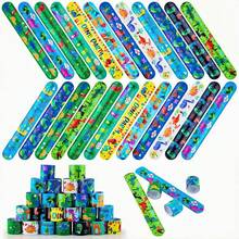 24/12/1 pieza Pulseras de impacto con estampado de dinosaurios de colores, bonitas bandas elásticas para la muñeca, útiles escolares, regalos para fiestas de cumpleaños, premios y decoraciones para el aula - Ver 1
