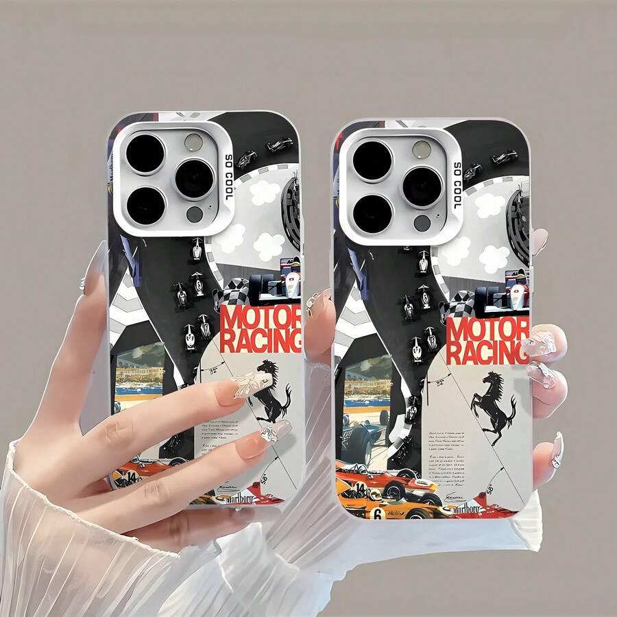 Funda para teléfono con diseño inspirado en las carreras, compatible con fundas para Samsung, Apple, VIVO, OPPO, , ,  y Honor. Fabricada en TPU, protege eficazmente tu teléfono de golpes y caídas. - Blanco - Ver 1