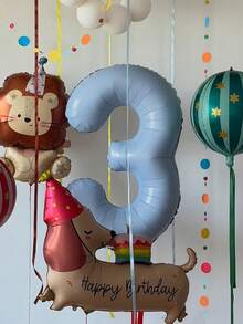 1 Set de Globos de Lámina Azul Claro Mate con Números, León de Cumpleaños & Estrella 4D, Pastel de Cumpleaños, Perro Salchicha, Paquete Combinado, Incluye Globos de Lámina Mate Azul Claro Números 0-9, Globos de Látex (Amarillo Macaron/Naranja/Rojo/Azul Vintage), Pastel de Cumpleaños Perro Salchicha, Globo de Lámina León de Cumpleaños Mate + Globo Estrella 4D de 22" con Rayas Rojas/Verdes, Globo de Lámina Rayas Rojas & Rosas de Carnaval - Multicolor. - Ver 7