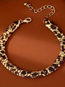 1pc Classic Geometric Leopard Print Fashionable Versatile Children's Bracelet - Gold - View 3