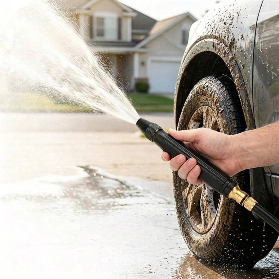 3-Piece Set High Pressure Car Wash Water Gun With Pressurized Nozzle - Adjustable Spray Modes, Powerful High Pressure Home Car Washer And Garden Sprayer, Multi-Function Lawn Sprayer, High Pressure Water Gun - High-pressure Water Gun - View 1