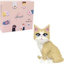 Larcele Micro Animal Bloques de Construcción Set, Mini Kit de Juguete de Ladrillos de Construcción de Bricolaje 1191 Piezas KLJM-05 (Gato, Modelo 1979) - Gato Scottish Fold - Ver 15