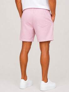 Kit 3 Premium Linen Shorts Bermuda Mauricinho Men's Casual Basic Comfortable Drawstring Waist - Rosa Pálido - Ver 3
