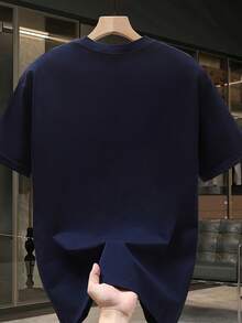 Camiseta de manga corta para hombre, de algodón puro de alta calidad, con estampado de marca de moda, nuevo estilo de verano, talla grande, top casual versátil. - Negro - Ver 9