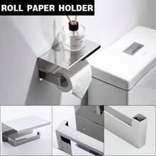 Juego de 5 piezas de accesorios de baño con toallero, soporte de papel higiénico con estante, montado en la pared, de oro cepillado, acero inoxidable, juego de accesorios de baño - Cromo pulido - Ver 4