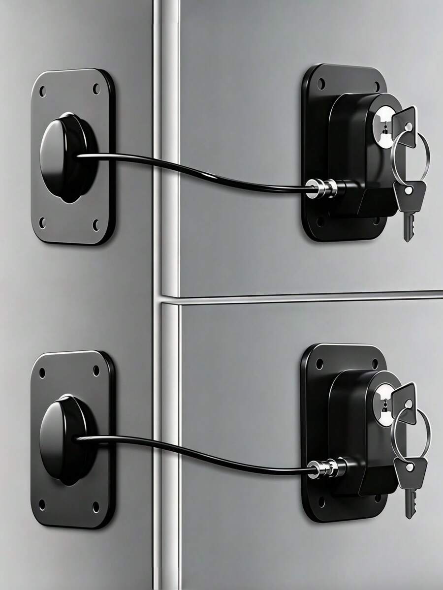 1PC/2PCS Keyed Refrigerator & Appliance Safety Locks, Silicone Wire Protection, No-Drill Heavy-Duty Adhesive Mount, Easy To Install