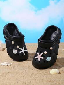 HOEASE Thick Sole Comfortable Non-Slip Kids Clogs, High Elasticity Pixel EVA Soft Bottom Breathable, Cute Decorative Garden Shoes, Home And Outdoor All-In-One, Suitable For All Seasons - Black - View 1