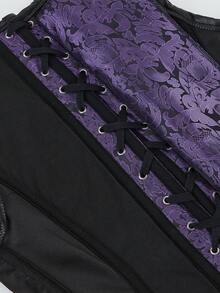 Gothic Corset Steel Boned Punk Shapewear Top Vintage Court Shoulder Strap Wrap Bone Corset Women's Tight Waist Cincher Costume For Masquerade Halloween Cosplay - Purple - View 6