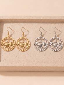 1pc Personalized Custom Name Football Pendant Earrings For Women, Customized Football Number Dangle Earrings, Stainless Steel Earrings, Sports Fan Jewelry - Multicolor - View 4