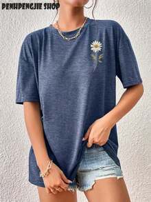 Retro Fireworks Shirt Patriotic T-Shirt, Preppy Coastal Lake T-Shirt, Colorful Summer T-Shirt, Beach Lover Gift Casual T-Shirt Vacation Set For Women - 藏藍色2 - 查看 3
