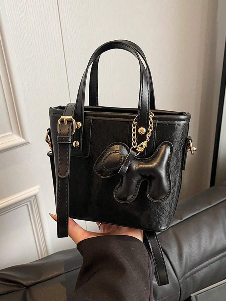 Bolso cubo mini de cuero sintético unicolor versátil bolso casual bandolera