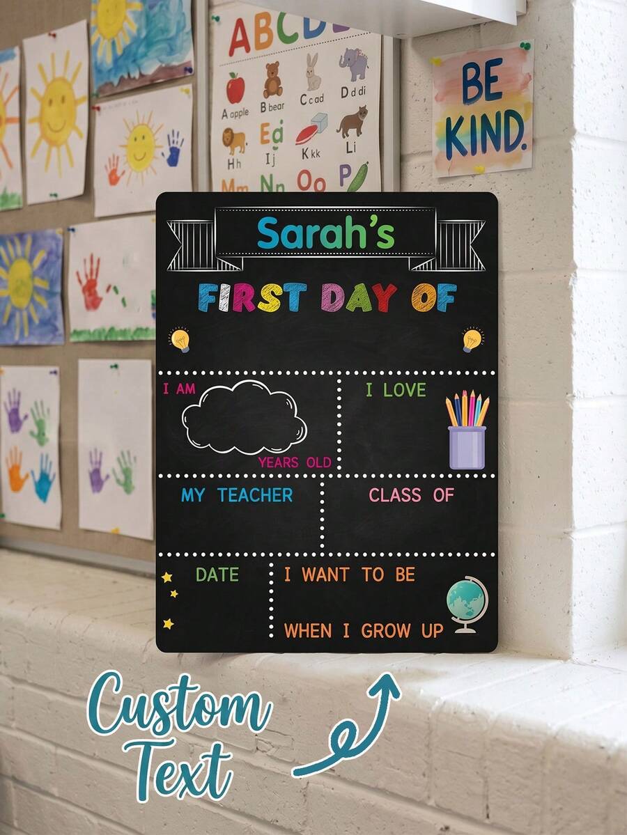 1 bảng tên trường tùy chỉnh chữ, bảng đạo cụ chụp ảnh Back To School, quà tặng Back To School, đồ trang trí kỷ niệm Back To School - Nhiều màu - Xem 1