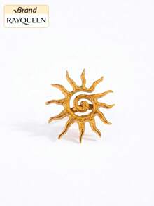 RAYQUEEN 1pc Stainless Steel Asymmetrical Sun Open Ring For Women, Suitable For Daily Wear - Ring - View 3