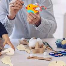 1set 3D Wooden DIY Handmade Bird Coloring Decoration Kit,Colorful Paintings,Blank Wooden Bird Coloring Kit - Multicolor - View 3