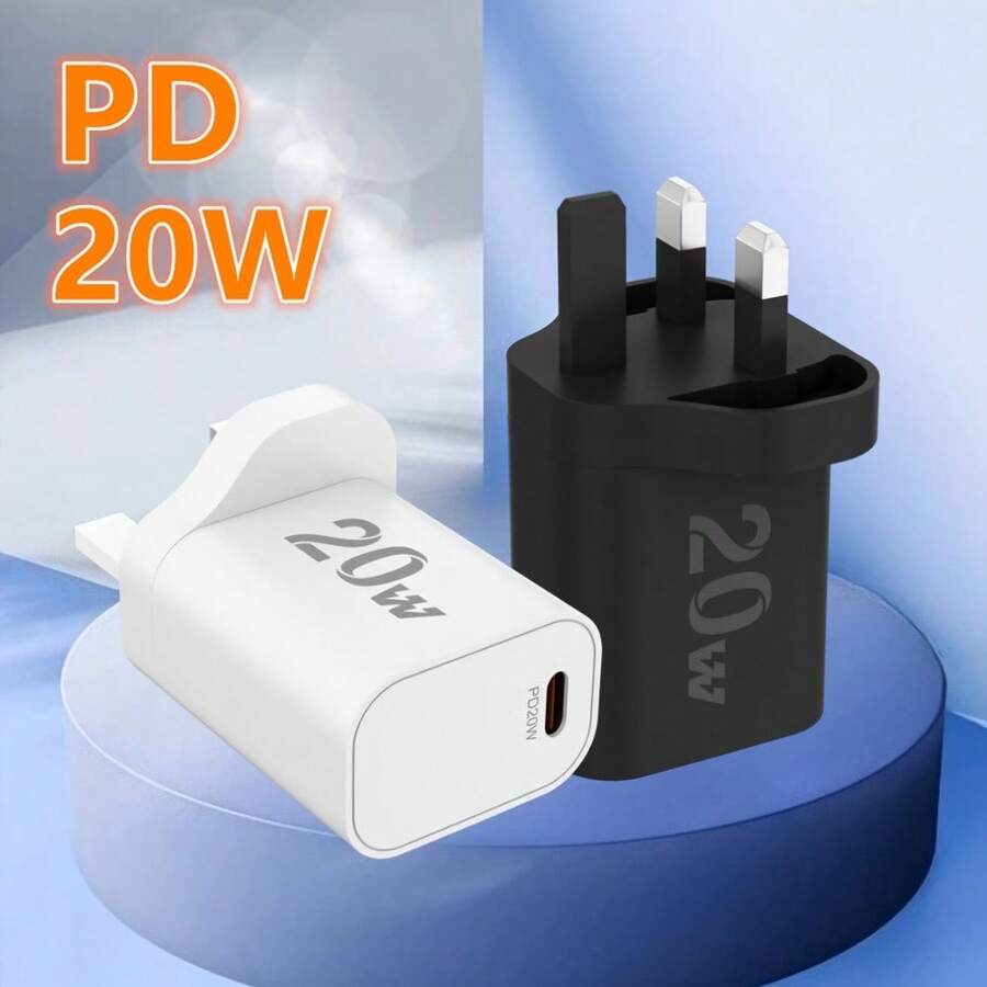 20W USB-C Fast Charging Power Adapter – Type C Compact Power Adapter, Compatible With IPhone 17/16/15/14/13/12 Pro Max, Tablets/Android Phones/And More - UK Charger - UK Plug(220-240V) - View 1
