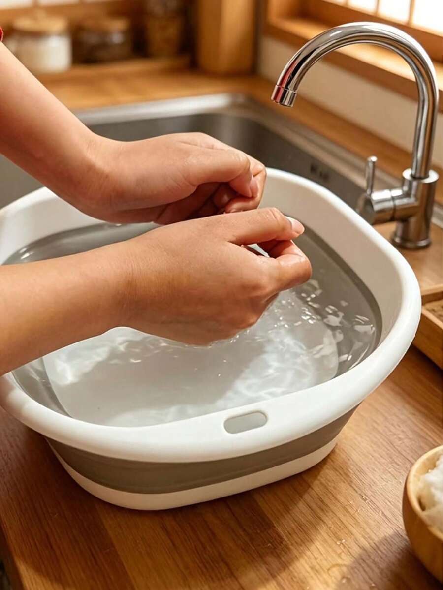 Baskom Lipat Portabel Dua Warna, Baskom Cuci Perjalanan, Cocok untuk Penggunaan di Rumah, Barang Rumah Tangga Praktis, Dapat Digunakan untuk Mencuci Pakaian, Mencuci Muka, Membersihkan, dan Pekerjaan Rumah Tangga Lainnya - MultiWarna - View 1