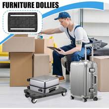 Furniture Dolly, 200 Lbs Capacity Each Count, Furniture Mover With Wheels, Portable Moving Rollers 4 Wheels Heavy Duty, Small Flat Dolly Cart For Heavy Furniture, Black - Black - View 5
