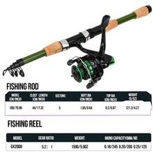 KecchKrezing 1 Set Telescopic Fishing Rod Complete Kit, Includes Ceramic Guides, Spinning Reel, Fishing Line, Mixed Lures, Tackle Box And Portable Storage Bag, Suitable For Outdoor Beginner Fishing - Green - View 4