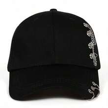 1 buah Topi Baseball Rantai Logam yang Dipersonalisasi, Topi Baseball Hitam Gaya Punk, Topi Kasual Serbaguna untuk Beraktivitas di Luar Ruangan - Hitam - View 3