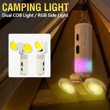 1個 90°可折疊 RGB LED露營燈，7色動態氛圍燈，附掛鉤與強力磁吸底座，多功能蜂巢燈，適用露營、登山、居家派對、緊急照明與戶外使用 - A - 查看 9