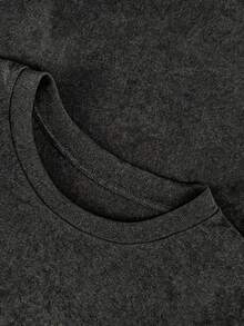 Imprimé 'Sweet Life', T-shirt ajusté d'été pour hommes, vacances, voyage, plage, rassemblement quotidien - Gris foncé - Voir 8