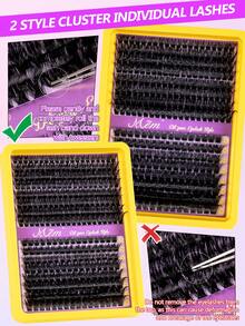 288 Clusters Of D-Roll Vacation Eyelashes, 9-16mm, 80+100D, Soft And Thick, Suitable For Beginners To Wear Quickly, Lightweight And Portable, Suitable For Daily Wear And Party Styling, Lash Clusters,Manga Lashes,Cat Eye Lashes,Lash Tech Supplies - D - View 7