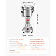 Electric Grain Mill Grinder, 0.3 Lbs Commercial Spice Grinders, High Speed 850W Stainless Steel Pulverizer Powder Machine, For Dry Grains, Spices, Cereals, Coffee, Corn & Pepper, Straight Type - 150 Gal 900 W - View 7