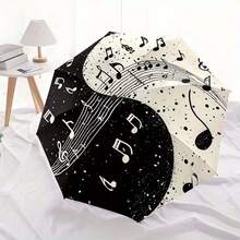 1pc Tai Chi Musical Note Automatic Folding Umbrella: Portable 8-Rib Design For Outdoor Travel, Perfect For Casual Outings, An Excellent Gift For Friends And Family On Christmas Or Birthdays - Multicolor - View 5