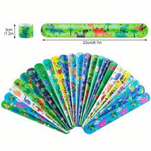 24/12/1 pieza Pulseras de impacto con estampado de dinosaurios de colores, bonitas bandas elásticas para la muñeca, útiles escolares, regalos para fiestas de cumpleaños, premios y decoraciones para el aula - Ver 3