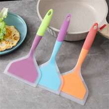 1/2 piezas Espátula de silicona translúcida para rollos de pollo, herramienta de cocina resistente al calor, espátula antiadherente para pizza y panqueques, adecuada para raspador de horneado, espátula para sartén de freír en el hogar - Multicolor - Ver 5