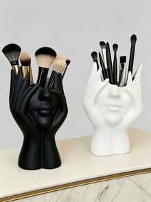 1pc ABS Plastic Creative Makeup Brush Holder - Unique Body Art Design Makeup Brush Holder, Desktop Makeup Brush Storage Rack, Non-Slip, Desktop Decoration, Portable, Suitable For Desktop Or Bathroom Cosmetic Storage, Fashion Design - Multicolor - View 2